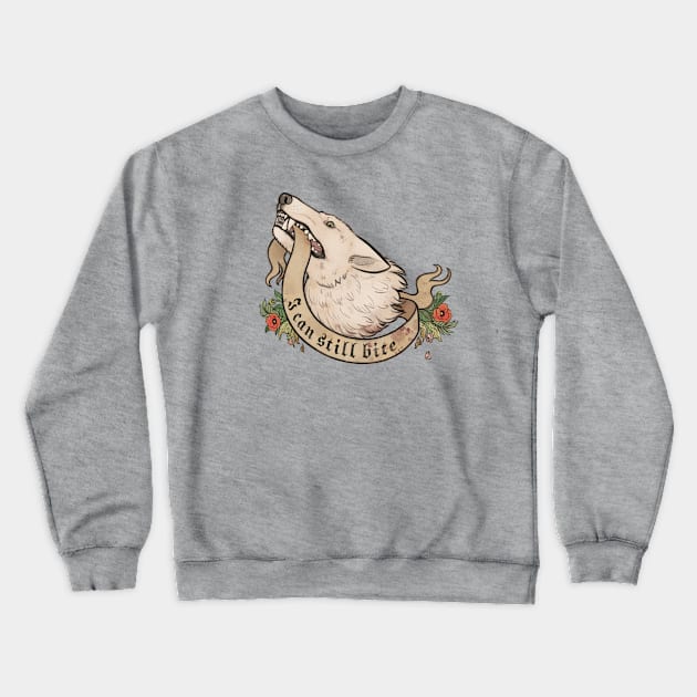 Wolf's Head - I Can Still Bite Crewneck Sweatshirt by JayBirdsBrain